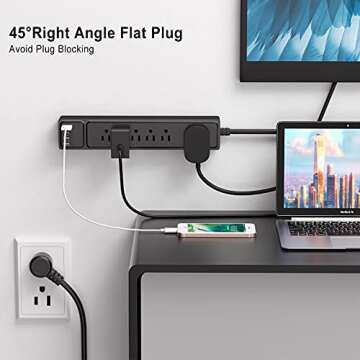 MKSENSE 2 Pack Power Strip Surge Protector with USB Ports