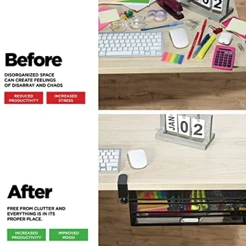 Under Desk Drawer Organizer Mesh Metal 2-Drawer Clamp-On