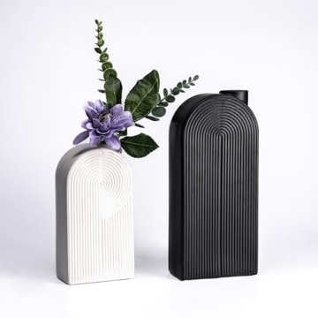 Black and White Modern Ceramic Book Vase Set