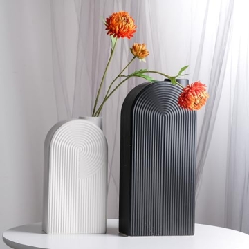 Black and White Modern Ceramic Book Vase Set