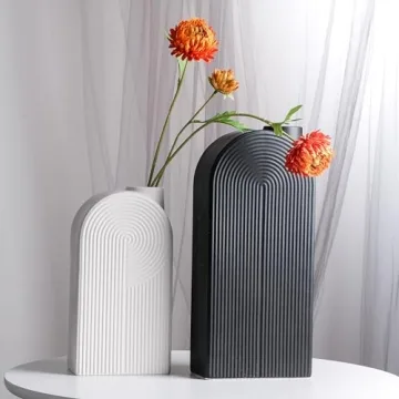 Black and White Modern Ceramic Book Vase Set