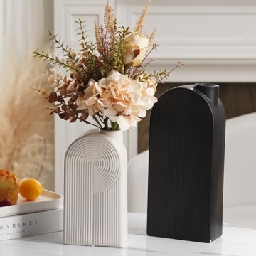 Black and White Modern Ceramic Book Vase Set