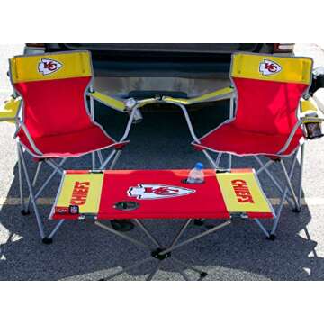 Rawlings NFL 3-Piece Tailgate Kit, 2 Gameday Elite Chairs and 1 Endzone Tailgate Table, Polyester, Philadelphia Eagles