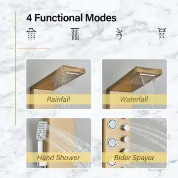 AlenArt Shower Panel with Rainfall Waterfall Shower Head