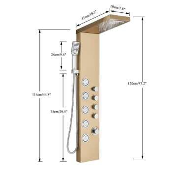 AlenArt Shower Panel with Rainfall Waterfall Shower Head