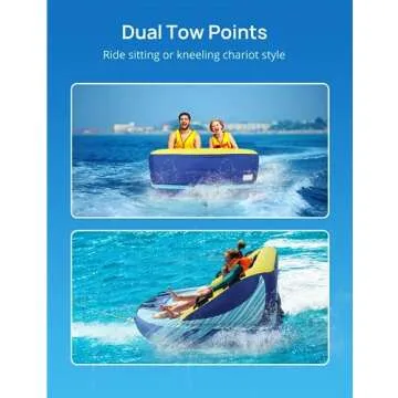 EVAJOY 3 Person Towable Tube for Boating, Inflatable Towable Tubes for Boats 1-3 Rider, Water Sports Tube with Dual Front and Back Tow Points, Inflatable Boat with Nylon Tow Rope and Air Pump