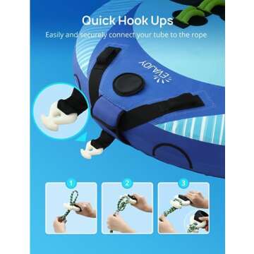 EVAJOY 3 Person Towable Tube for Boating, Inflatable Towable Tubes for Boats 1-3 Rider, Water Sports Tube with Dual Front and Back Tow Points, Inflatable Boat with Nylon Tow Rope and Air Pump