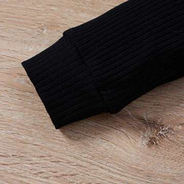 Newborn Baby Boy Girl Clothes Ribbed Knitted Cotton Long Sleeve Romper Long Pants Solid Color Fall Winter Outfits (A-X- Black, 0-3 Months)