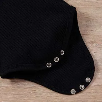 Newborn Baby Boy Girl Clothes Ribbed Knitted Cotton Long Sleeve Romper Long Pants Solid Color Fall Winter Outfits (A-X- Black, 0-3 Months)