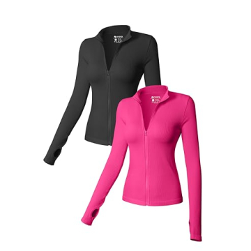 OQQ Womens 2 Piece Long Sleeve Tops Stand Neck Front Zipped Stretch Fitted Tee Shirts