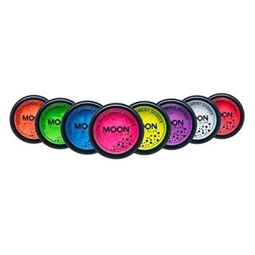 Moon Glow - Blacklight Neon UV Pigment Shaker 0.1oz Set of 8 – Glows brightly under Blacklights/UV...