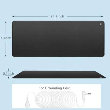 Grounding Mat Kit (2 Pack)-2 Grounding Mats (10 x 26.7) with Grounding Adapter, 2 Straight Cords (15ft) and 2 Grounding Wristbands - Indoor Grounding for Full Body Balance & Wellness Support
