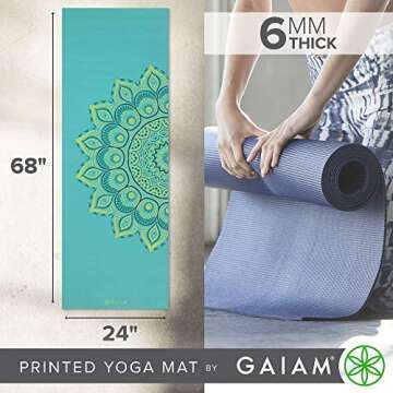 Gaiam Yoga Mat Premium Print Extra Thick Non Slip Exercise & Fitness Mat for All Types of Yoga, Pilates & Floor Workouts, Capri, 6mm
