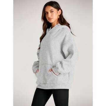 EFAN Womens Hoodies Oversized Sweatshirts Pullover Fleece Sweaters Long Sleeve Winter Fall Outfits Fashion Y2k Clothes Grey XL