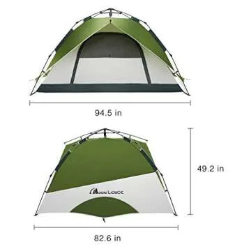 MOON LENCE Pop Up Tent Family Camping Tent 4 Person Tent Portable Instant Tent Automatic Tent Waterproof Windproof for Camping Hiking Mountaineering