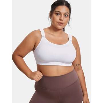 SYROKAN Front Adjustable Sports Bras for Women High Impact Wirefree Comfort No Bounce Support Workou...