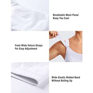 SYROKAN Front Adjustable Sports Bras for Women High Impact Wirefree Comfort No Bounce Support Workout Running Bra White 36D