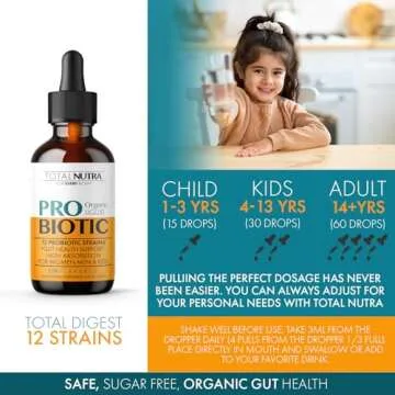 Liquid Probiotic for Women, Men, Kids, Toddler Probiotic: USDA Organic Probiotics, Vegan Probiotic Liquid & Alfalfa Blend + Acidophilus for Gut Health, Dairy Gluten Sugar Free, Non-GMO Oral Probiotics