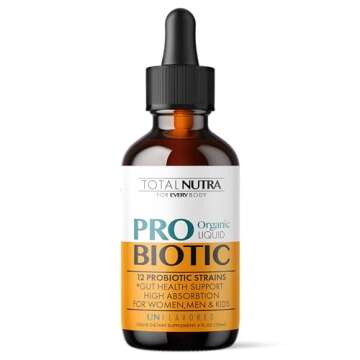 Liquid Probiotic for Women, Men, Kids, Toddler Probiotic: USDA Organic Probiotics, Vegan Probiotic Liquid & Alfalfa Blend + Acidophilus for Gut Health, Dairy Gluten Sugar Free, Non-GMO Oral Probiotics