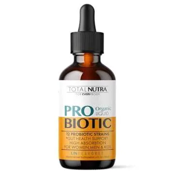 Liquid Probiotic for Women, Men, Kids, Toddler Probiotic: USDA Organic Probiotics, Vegan Probiotic Liquid & Alfalfa Blend + Acidophilus for Gut Health, Dairy Gluten Sugar Free, Non-GMO Oral Probiotics
