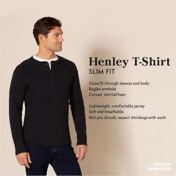 Amazon Essentials Men's Slim-Fit Long-Sleeve Henley Shirt - Oatmeal Heather, X-Small