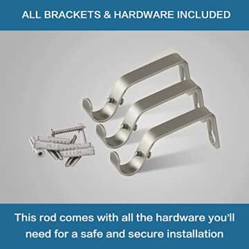 H.VERSAILTEX Window Curtain Rods for Windows 48 to 84 Inches Adjustable Decorative 3/4 Inch Diameter Single Window Curtain Rod Set with Classic Finials, Nickel