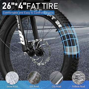 OPEAK Electric Bike for Adults Electric Mountain Bicycke with 750W High Speed Motor, 48V 12Ah Removeable Battery, E-Bike with 8 Speed Gear, 26'' x 4'' Fat Tire Suspension Fork