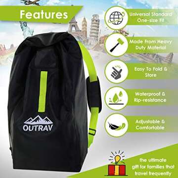 Car Seat Travel Bag with Backpack Straps – Protective Airport Approved Airplane Baggage Gate Check...