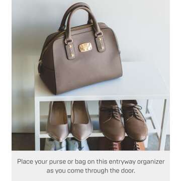 Yamazaki Home Tower 2-Tier Entryway Shoe Organizer, 16" - Steel - Holds 4 Pairs Of Shoes