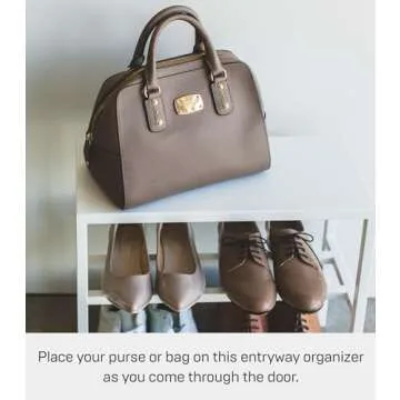 Yamazaki Home Tower 2-Tier Entryway Shoe Organizer, 16" - Steel - Holds 4 Pairs Of Shoes