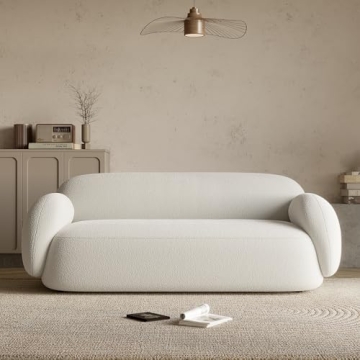 Acanva Modern Minimalist Sofa for Living Room Lounge Home Office, Rounded Edges Couch with Soft Bouc...
