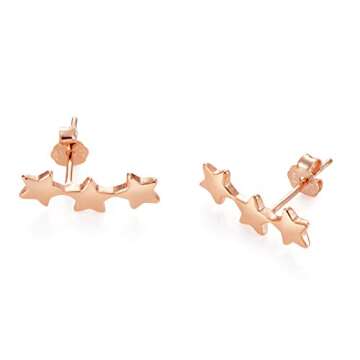 Elegant Rose Gold over Sterling Silver Star Climber Earrings