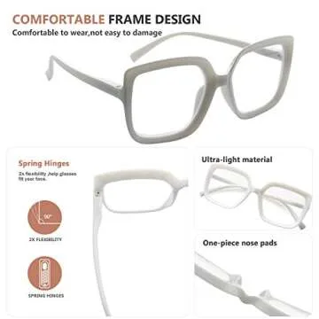 Eyekepper Reading Glasses for Women Large Frame Readers Eyeglasses Oversize - White, +1.25
