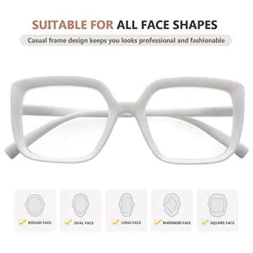 Eyekepper Reading Glasses for Women Large Frame Readers Eyeglasses Oversize - White, +1.25