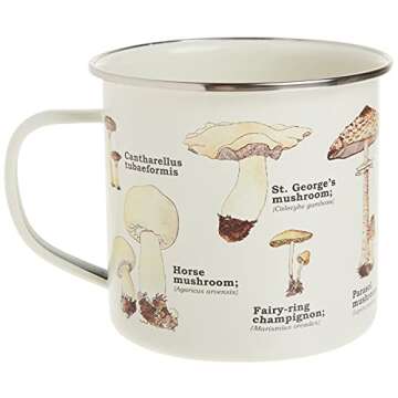 Gift Republic Mushroom Enamel Mug Outdoor Camping Mug Large Metal Coffee Cup Woodland Foraging Hikin...