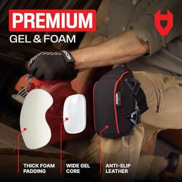 NoCry Flooring Knee Pads for Work with Extra-Wide Gel & Thick Foam Cushion — Work Knee Pads for Me...
