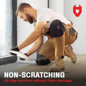 NoCry Flooring Knee Pads for Work with Extra-Wide Gel & Thick Foam Cushion — Work Knee Pads for Men with Reinforced Straps & Military Grade Rivets — Gel Knee Pads with Floor-Safe, Anti-Slip Leather