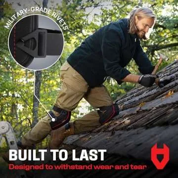 NoCry Flooring Knee Pads for Work with Extra-Wide Gel & Thick Foam Cushion — Work Knee Pads for Men with Reinforced Straps & Military Grade Rivets — Gel Knee Pads with Floor-Safe, Anti-Slip Leather