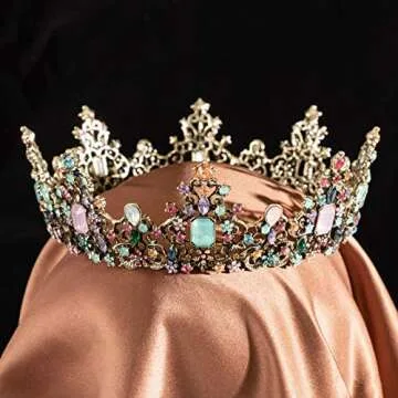 MMK Baroque Vintage Birthday Crown, Crowns and Tiaras for Women, Queen Crown for Women, Princess Crown Headband for Prom, Christmas, Halloween, Birthday, Party. (Multicolored Crowns)