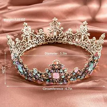 MMK Baroque Vintage Birthday Crown, Crowns and Tiaras for Women, Queen Crown for Women, Princess Crown Headband for Prom, Christmas, Halloween, Birthday, Party. (Multicolored Crowns)