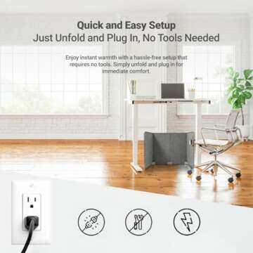 Under Desk Foot Warmer - Silent and Energy Efficient - Personal Space Heater for Office and Home - With Thermostat and Timer