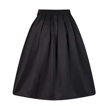 Taydey A-Line Pleated Vintage Skirt for Women – XL, Black