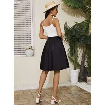 Taydey Vintage A-Line Pleated Skirt for Women