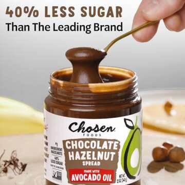 Chosen Foods Chocolate Hazelnut Spread made with 100% Pure Avocado Oil 12 oz 1-Pack