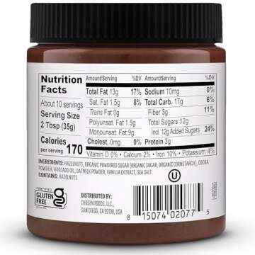 Chosen Foods Chocolate Hazelnut Spread made with 100% Pure Avocado Oil 12 oz 1-Pack