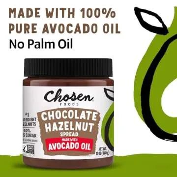 Chosen Foods Chocolate Hazelnut Spread made with 100% Pure Avocado Oil 12 oz 1-Pack