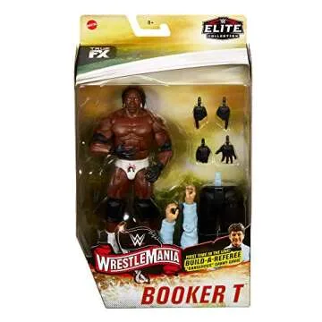 WWE Booker T Elite Collection Wrestlemania 19 Action Figure with Deluxe Articulation, Life-Like Detail, Authentic Ring Gear, Swappable Hands & Accessory