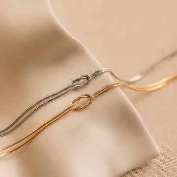 CUEZIY Bracelets for Women Matching Bracelets for Couples Love Knot Bracelet Dainty Snake Chain Forever Infinity Bracelet Adjustable Friendship Bracelet Gold Jewelry Gifts for Women (1 Gold+1 Sliver)