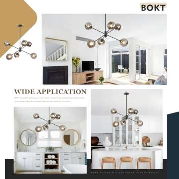 BOKT Sputnik Chandelier - Adjustable Smoke Gray Globe Light