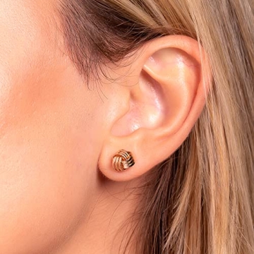 Barzel 18K Gold Plated Love Knot Stud Earrings for Women